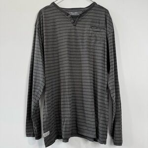 🛍️4 for 20$ / Westory Long Sleeve Henley tee with stripes / Grey / XXL